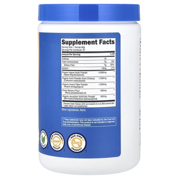 Alternative view of Nutricost, Prebiotic Fiber, Unflavored, 16.2 oz (453 g)