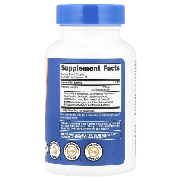 Alternative view of Nutricost, Probiotic Complex, >40 Billion CFU, 60 Capsules