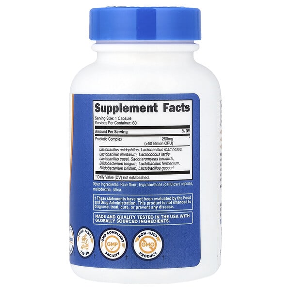 Alternative view of Nutricost, Probiotic Complex, >50 Billion CFU, 60 Capsules