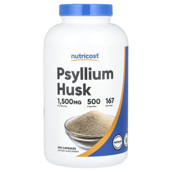 Nutricost, Psyllium Husk, 500 Capsules (500 mg per Capsule)