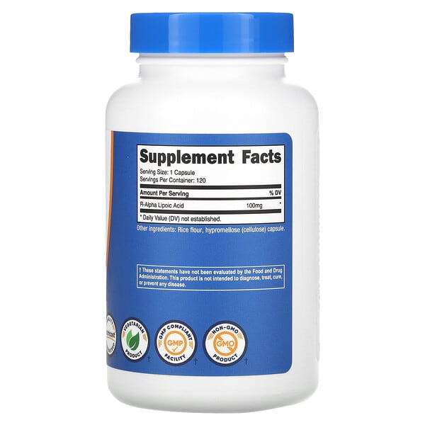 Alternative view of Nutricost, R-Alpha Lipoic Acid , 100 mg , 120 Capsules