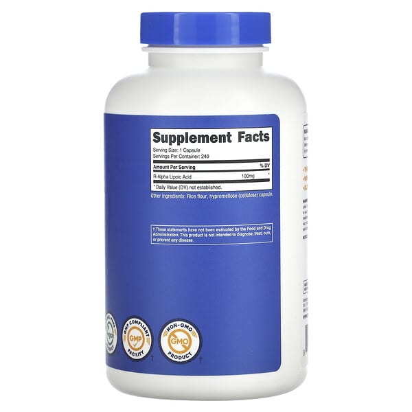 Alternative view of Nutricost, R-Alpha Lipoic Acid, 100 mg, 240 Capsules