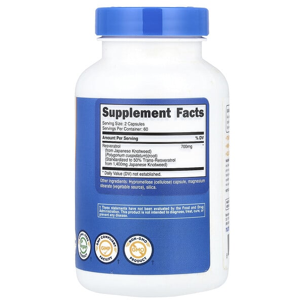 Alternative view of Nutricost, Resveratrol, 120 Capsules (350 mg per Capsule)