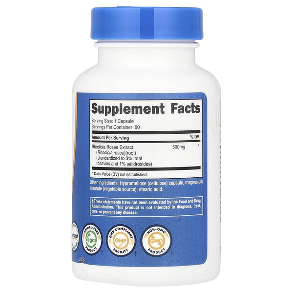 Alternative view of Nutricost, Rhodiola Rosea, 500 mg, 60 Capsules