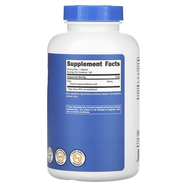 Alternative view of Nutricost, Rutin, 500 mg, 180 Capsules