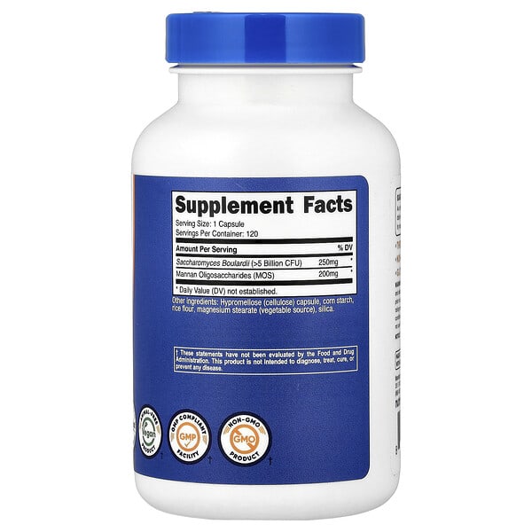 Alternative view of Nutricost, Saccharomyces Boulardii + MOS, 120 Capsules