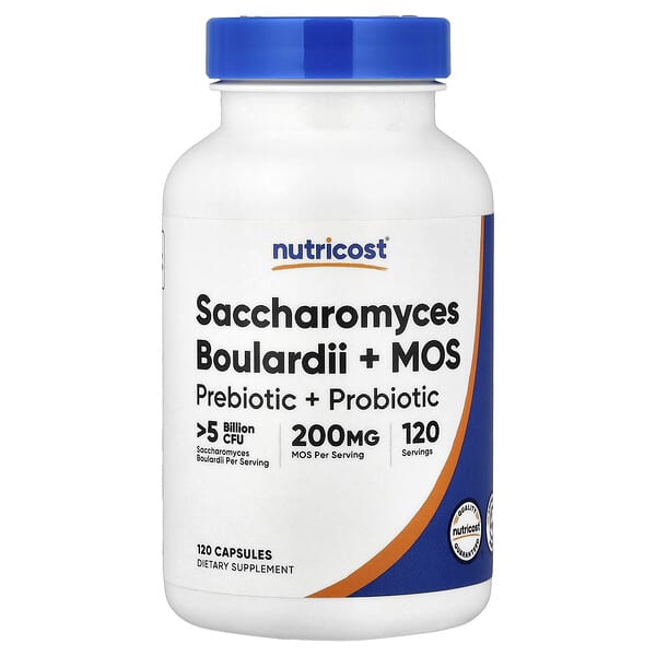 Nutricost, Saccharomyces Boulardii + MOS, 120 Capsules