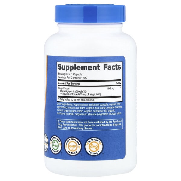 Alternative view of Nutricost, Sage, 120 Capsules (400 mg per Capsule)