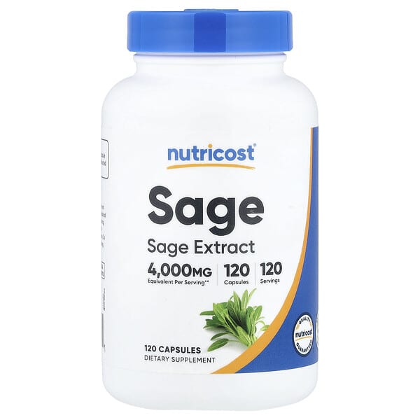 Nutricost, Sage, 120 Capsules (400 mg per Capsule)
