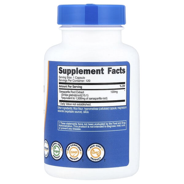 Alternative view of Nutricost, Sarsaparilla Root, 120 Capsules (100 mg per Capsule)