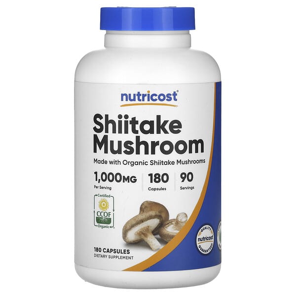 Nutricost, Shiitake Mushroom, 180 Capsules (500 mg per Capsule)