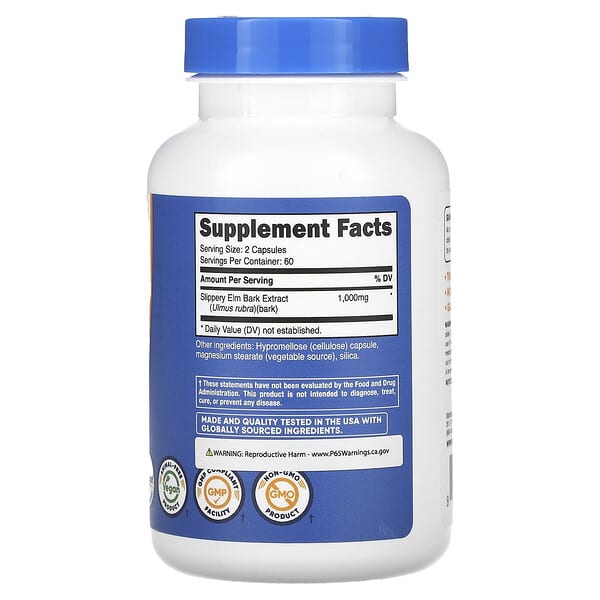 Alternative view of Nutricost, Slippery Elm Bark, 120 Capsules (500 mg per Capsule)