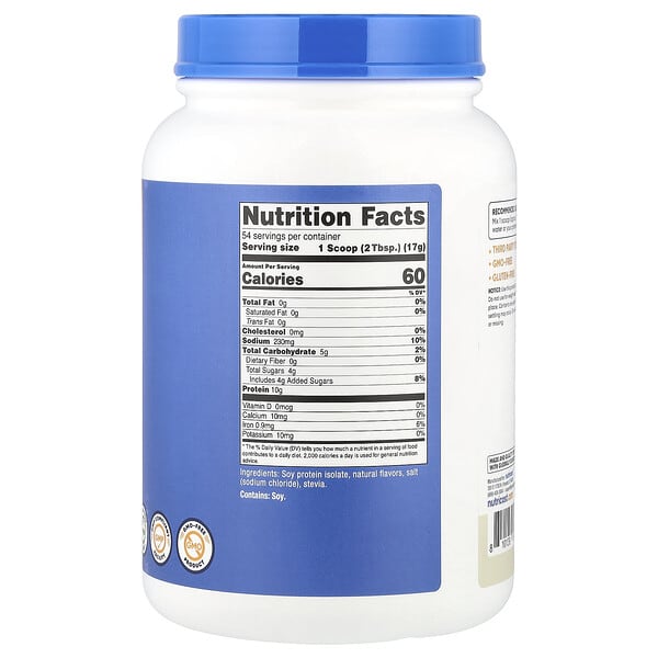 Alternative view of Nutricost, Soy Protein Isolate, Vanilla, 2 lb (907 g)