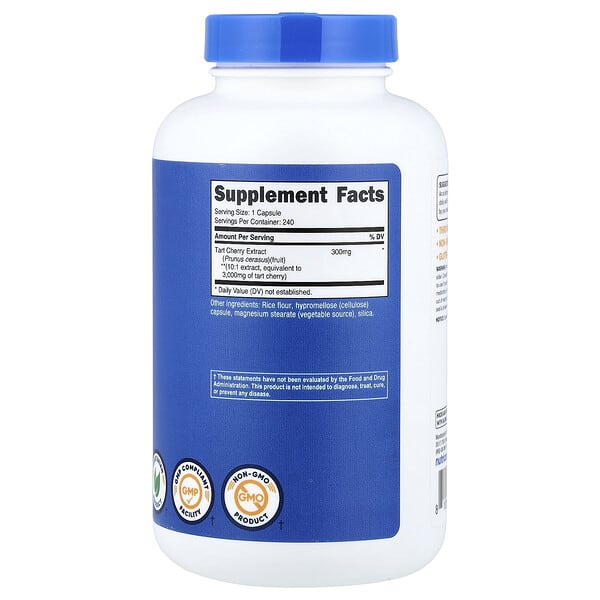 Alternative view of Nutricost, Tart Cherry, 240 Capsules (300 mg per Capsule)