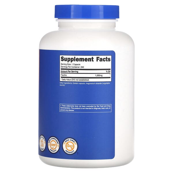 Alternative view of Nutricost, Taurine, 1,000 mg, 240 Capsules
