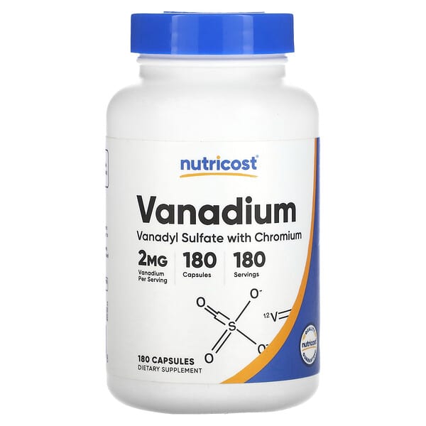Nutricost, Vanadium , 2 mg , 180 Capsules 2 Nutricost, Vanadium , 2 mg , 180 Capsules