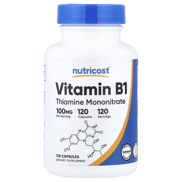 Nutricost, Vitamin B1, 100 mg, 120 Capsules