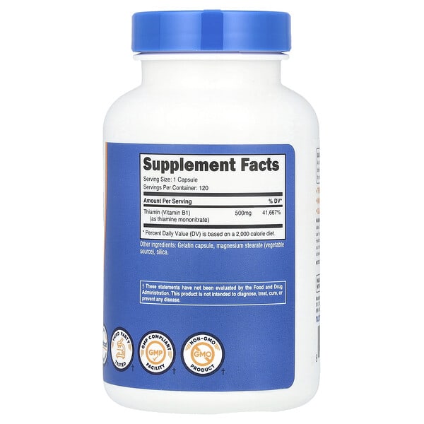 Alternative view of Nutricost, Vitamin B1, 500 mg, 120 Capsules