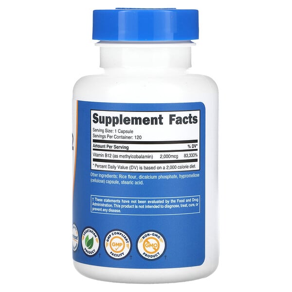 Alternative view of Nutricost, Vitamin B12, 2,000 mcg, 120 Capsules