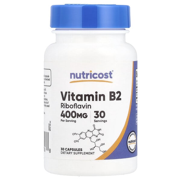 Nutricost, Vitamin B2, 400 mg, 30 Capsules 2 Nutricost, Vitamin B2, 400 mg, 30 Capsules