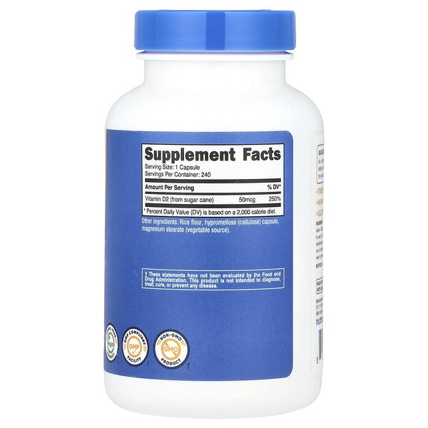 Alternative view of Nutricost, Vitamin D2, 50 mcg (2,000 IU), 240 Capsules