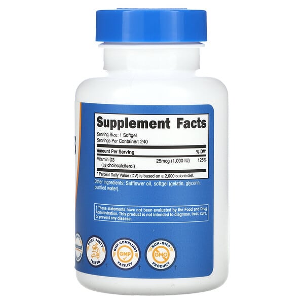 Alternative view of Nutricost, Vitamin D3, 1,000 IU, 240 Softgels