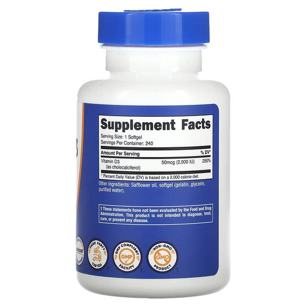 Alternative view of Nutricost, Vitamin D3, 2,000 IU, 240 Softgels