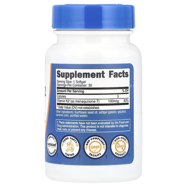 Alternative view of Nutricost, Vitamin K2 MK-7, 100 mcg, 30 Softgels
