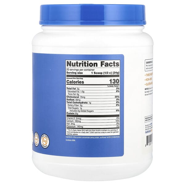 Nutricost, Whey Protein Concentrate, Unflavored, 1.5 lb (680 g) 2 Nutricost, Whey Protein Concentrate, Unflavored, 1.5 lb (680 g) - Ảnh 2