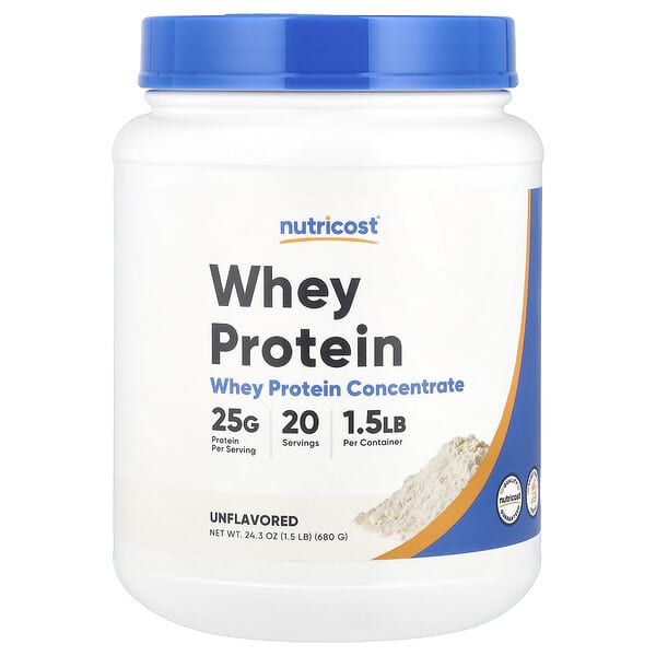 Nutricost, Whey Protein Concentrate, Unflavored, 1.5 lb (680 g) 3 Nutricost, Whey Protein Concentrate, Unflavored, 1.5 lb (680 g)