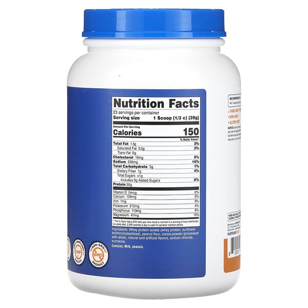 Alternative view of Nutricost, Whey Protein Isolate, Chocolate PB, 2 lb (907 g)