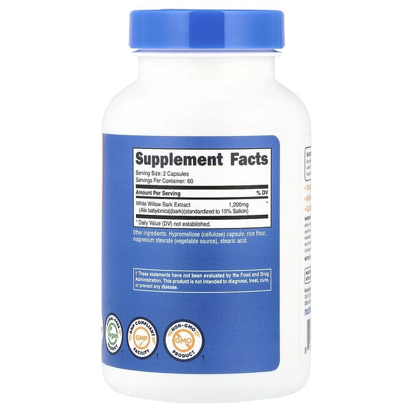 Alternative view of Nutricost, White Willow Bark, 120 Capsules (600 mg per Capsule)