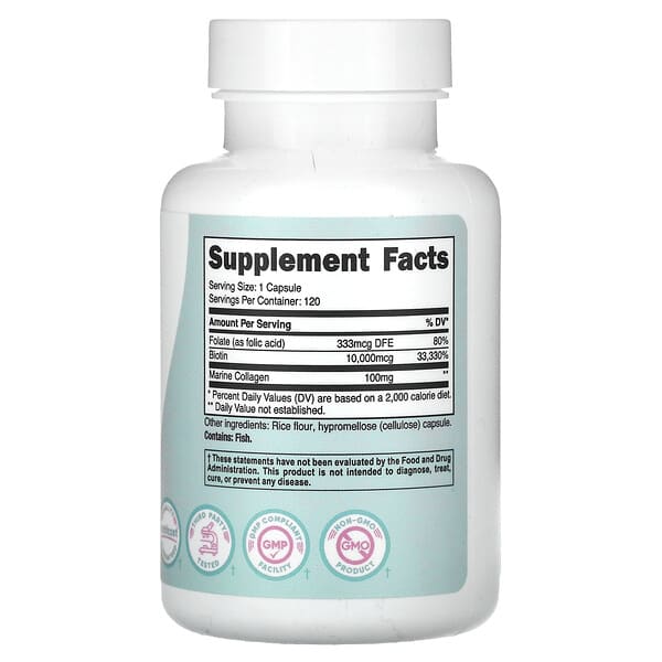 Alternative view of Nutricost, Women, Biotin With Folate & Collagen, 10,000 mcg, 120 Capsules