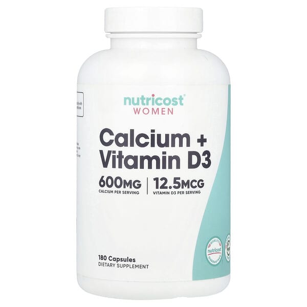 Nutricost, Women, Calcium + Vitamin D3, 180 Capsules 4 Nutricost, Women, Calcium + Vitamin D3, 180 Capsules