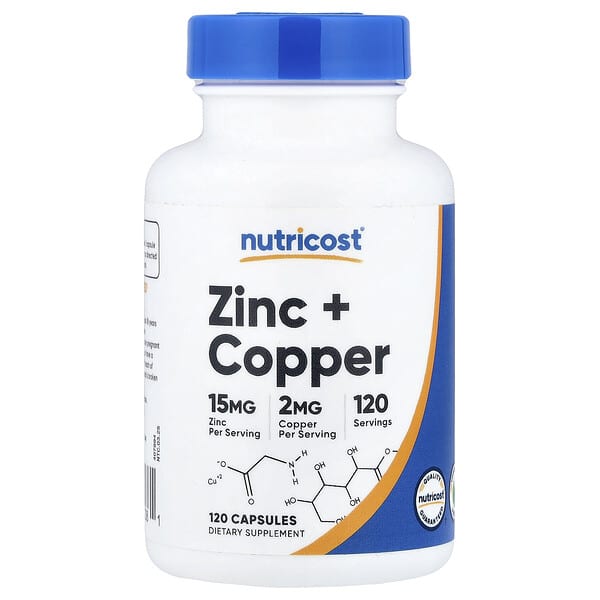 Nutricost, Zinc + Copper, 120 Capsules