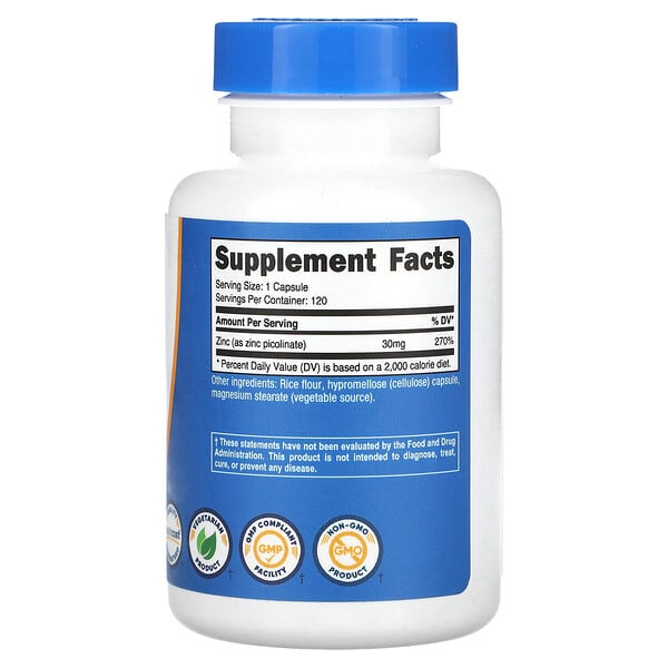 Alternative view of Nutricost, Zinc Picolinate, 30 mg, 120 Capsules