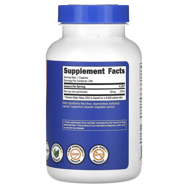 Alternative view of Nutricost, Zinc Picolinate, 30 mg, 240 Capsules