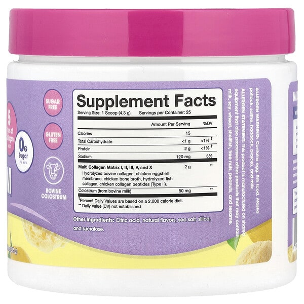 Alternative view of Obvi, Collagen Colostrum, Lemon Sorbet , 3.8 oz (107.5 g)