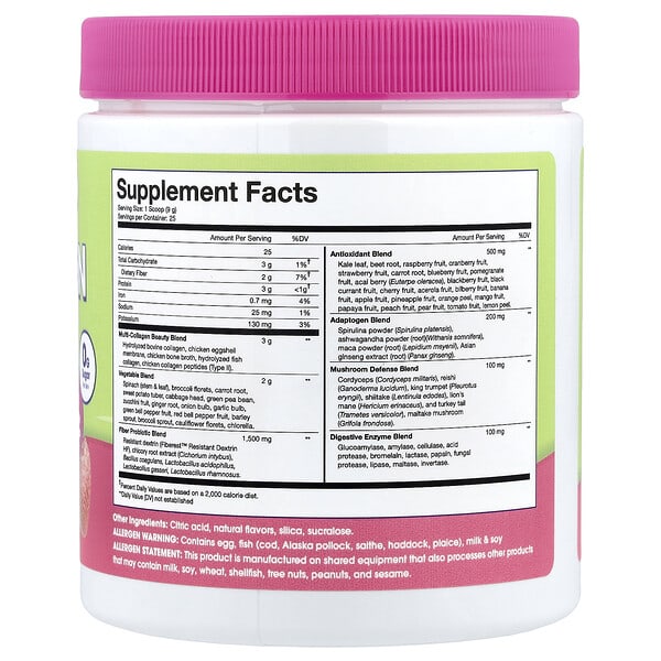 Alternative view of Obvi, Collagen Greens, Strawberry Lychee, 7.9 oz (225 g)