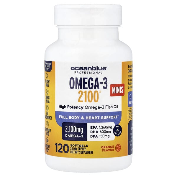 OceanBlue, Omega-3 2100® Minis, High Potency, Orange, 120 Softgels (525 mg per Softgel)