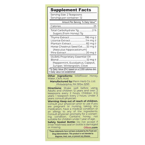 Alternative view of Olbas, Cough Syrup, Honey & Herbs, 4 fl oz (118 ml)