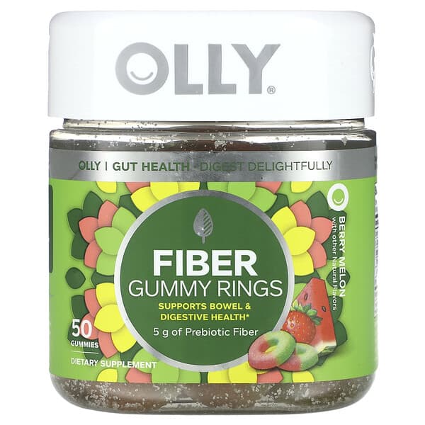 OLLY, Fiber Gummy Rings, Berry Melon, 50 Gummies (2.5 g per Gummy)