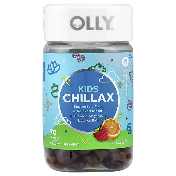 OLLY, Kids Chillax Gummies, For Ages 7+, Sunny Sherbet, 70 Gummies