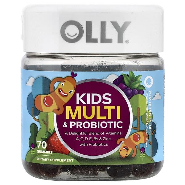 OLLY, Kids Multi & Probiotic Gummies, Yum Berry Punch, 70 Gummies