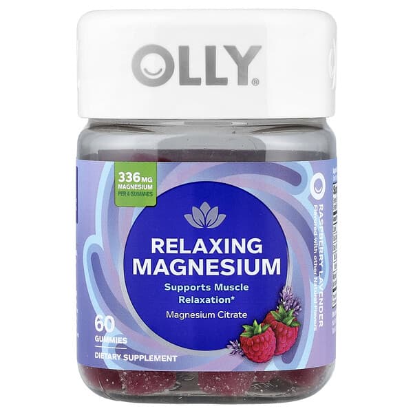 OLLY, Relaxing Magnesium Gummies, Raspberry Lavender, 60 Gummies
