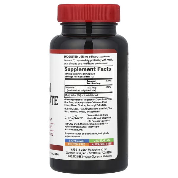 Alternative view of Olympian Labs, Chromium Polynicotinate, 200 mcg, 100 Vegetarian Capsules