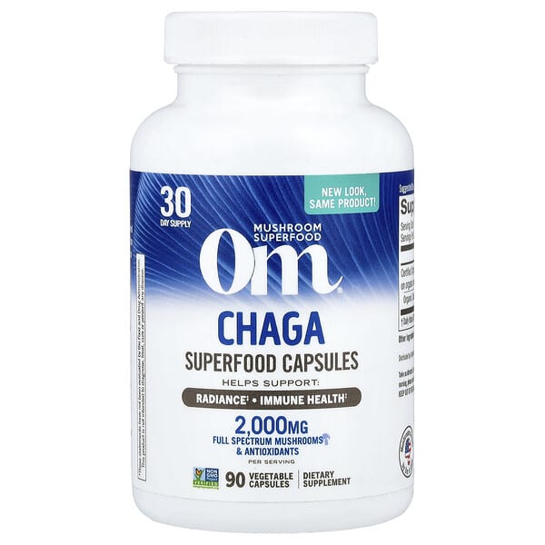 Om Mushrooms, Chaga, 90 Vegetable Capsules (666 mg per Capsule )
