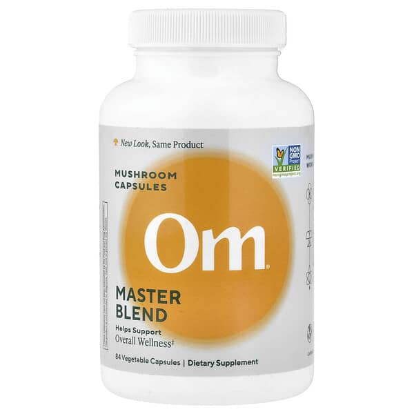 Om Mushrooms, Master Blend Mushroom Capsules, 84 Vegetable Capsules