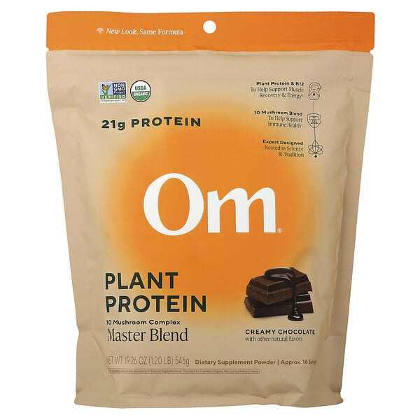 Om Mushrooms, Master Blend, Plant Protein, Creamy Chocolate, 1.2 lb (546 g)