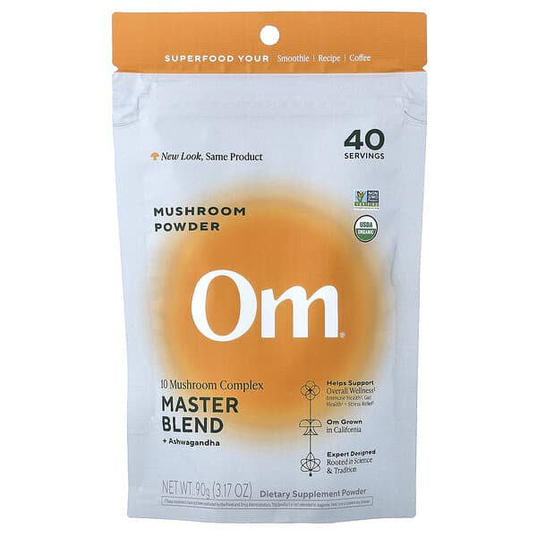 Om Mushrooms, Mushroom Powder, Master Blend + Ashwagandha, 3.17 oz (90 g)